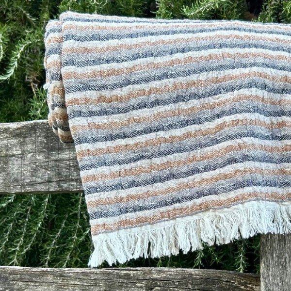 Plaid model Big Stripes naturals de Linen&Silk (imatge 2)
